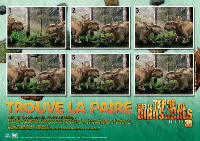 Trouve les deux photos identiques - Sur la terre des dinosaures