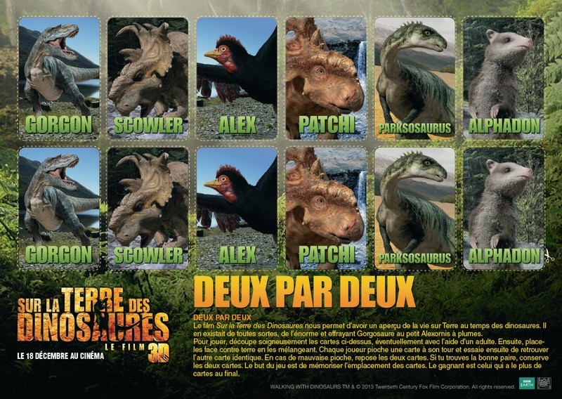 Jeu de memory - Deux par deux - Sur la terre des dinosaures