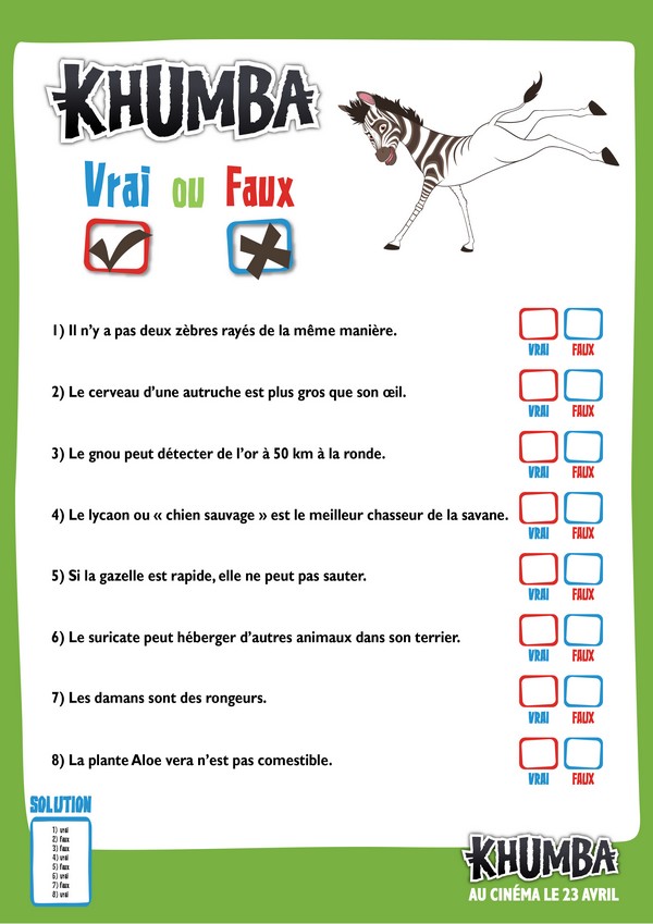 Vrai ou faux? - Khumba