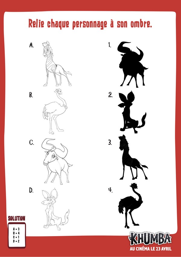 Relie chaque personnage à son ombre - Khumba