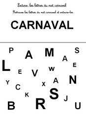 Jeu Lecture: retrouve les lettres du mot CARNAVAL