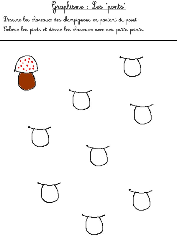 Graphisme Champignons  Les ponts  - Activites maternelle Automne