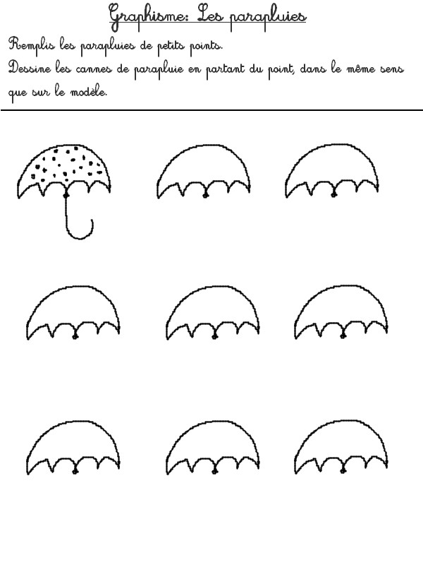Graphisme Parapluies Cannes à droite - Activites maternelle Automne