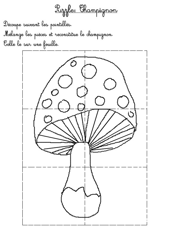 Puzzle Champignon - Activites maternelle Automne