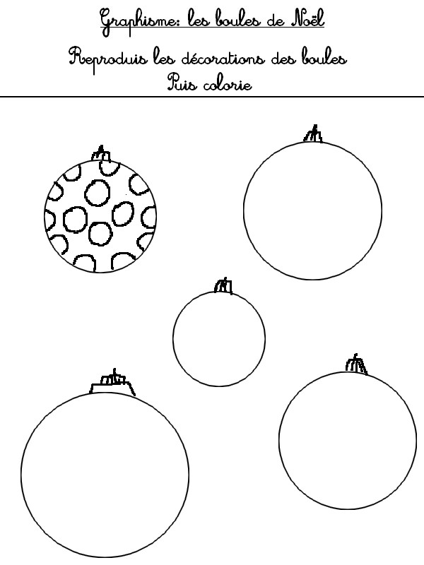Graphisme Les boules de Noël 2 - Activites maternelle Noel