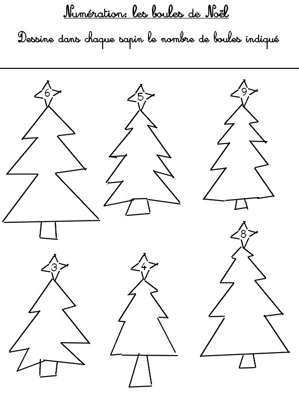 Numération Les sapins de Noël - Activites maternelle Noel