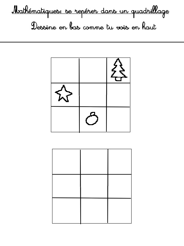 Mathématiques Repérage - Activites maternelle Noel
