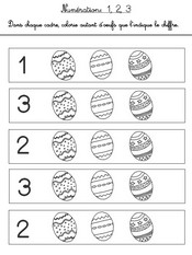 Jeu Numération<br />1 à 3 oeufs de Pâques