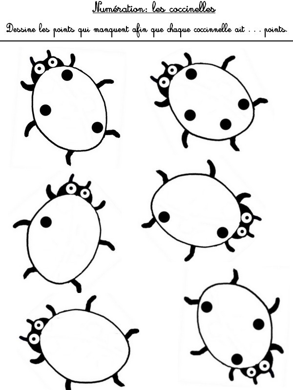 Numération: les coccinelles - Activites maternelle Ete