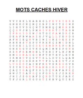 Jeu Mots cachés Hiver: Solution