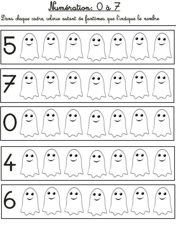 Compte les fantômes - Activites maternelle Halloween