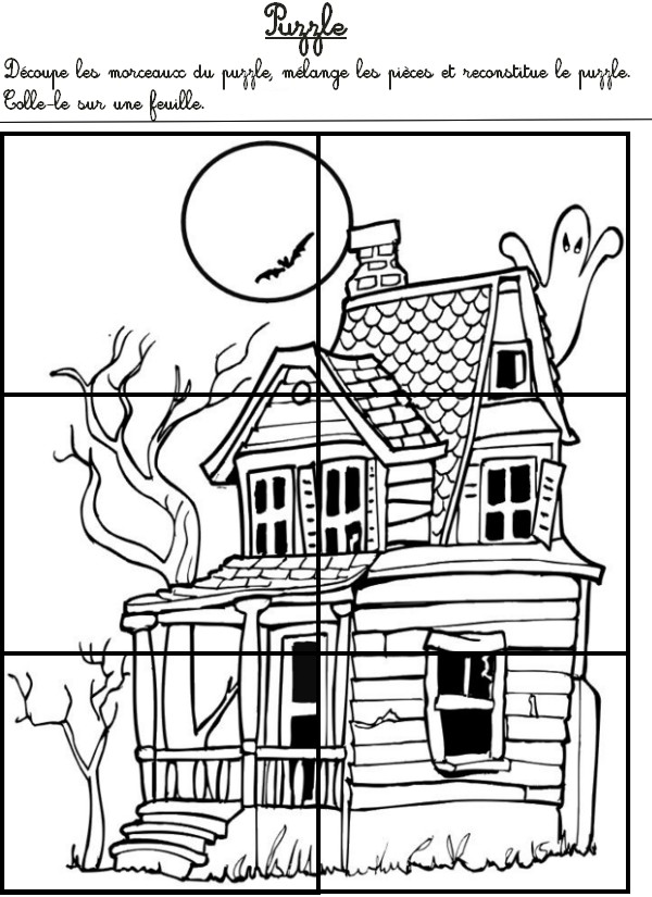 Puzzle de la maison hantée - Activites maternelle Halloween