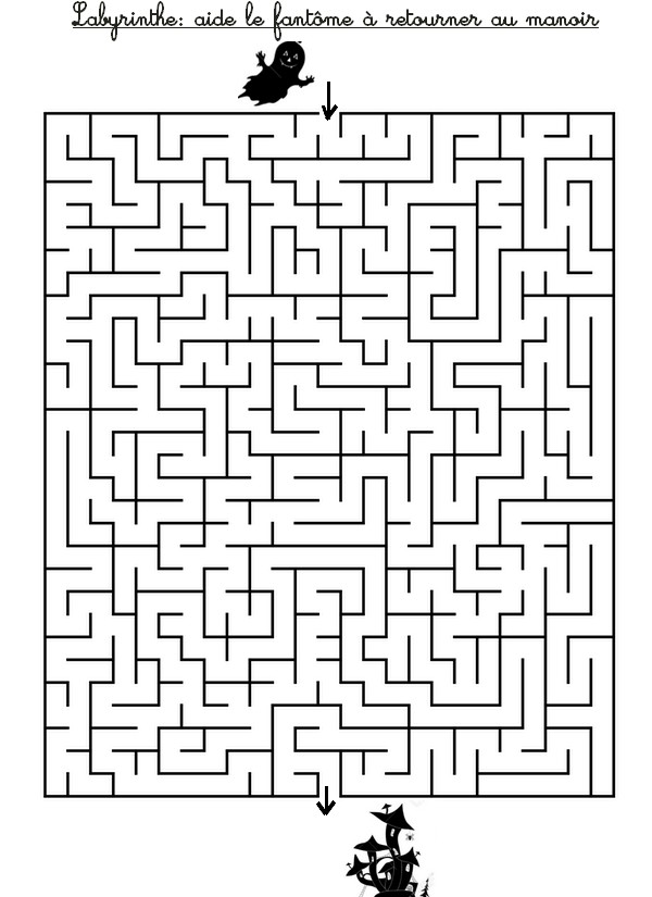 Labyrinthe: aide le fantôme à retrouver la maison hantée - Activites maternelle Halloween