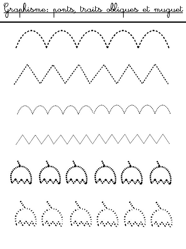 Graphisme ponts, traits obliques et muguet - Activites maternelle Muguet 1er mai