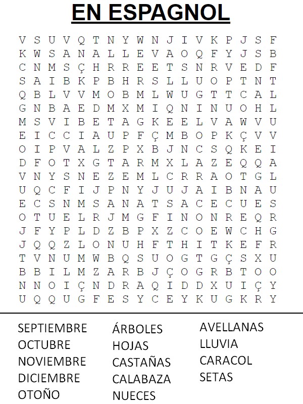 En espagnol - Mots masques Automne
