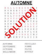 Jeu SOLUTION - Automne - Facile - Horizontal - De gauche à droite